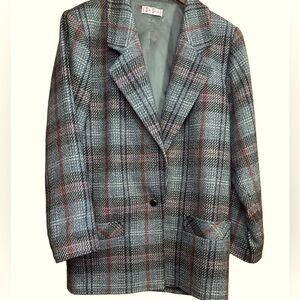 Betty Barclay Gray Vintage 80’s Fine 100%Wool Soft Blazer Oversized Overcoat